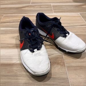 Mens Nike Explorer Control Red White & Blue Golf Shoes